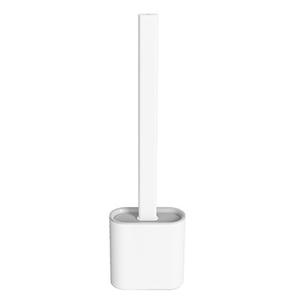 Brosse Toilettes Wc Silicone Avec Support, Brosse Wc Silicone Tête Plate, Balayette Wc Antibactérienne, Anti-goutte, Montage Mural Oder Sol, Blanc