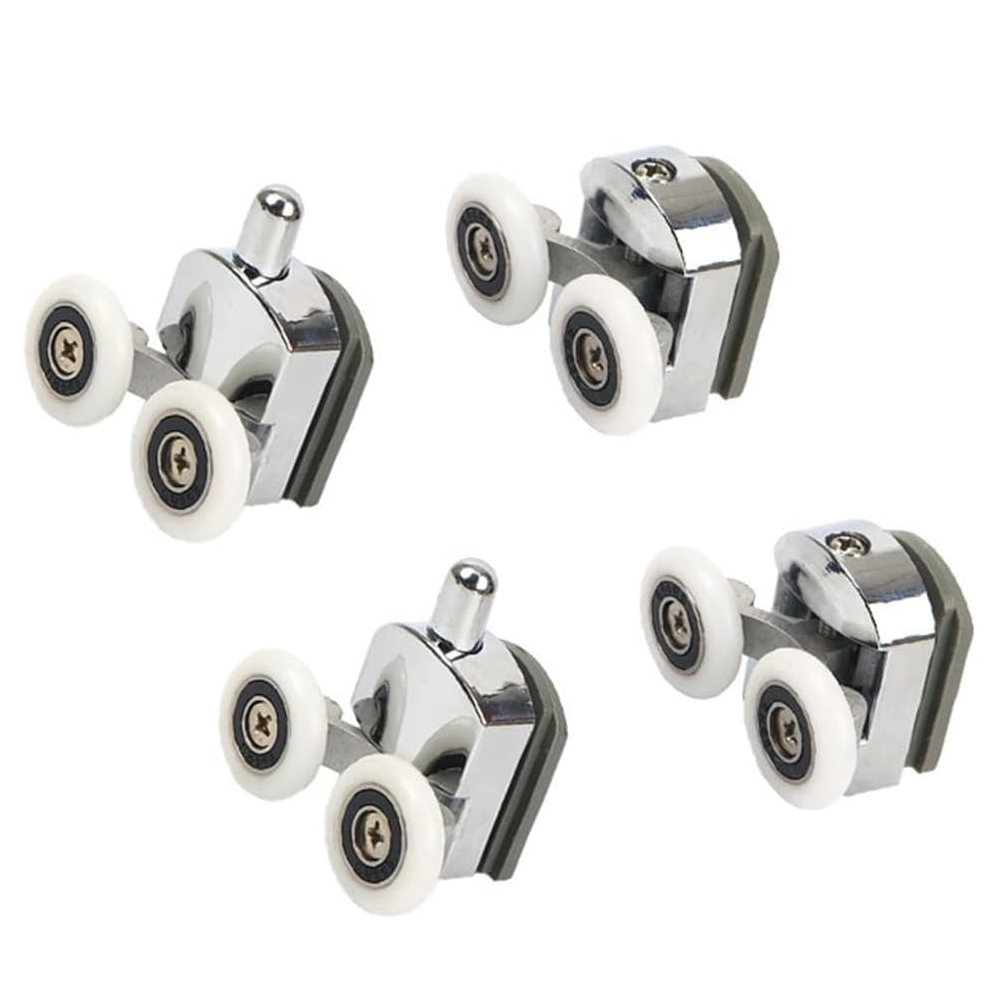 (23 Mm) Roulettes De Porte De Douche, 4-teiliges Set, Doppel-, Langlebige Und Leise Roulettes, Roulette Porte Coulissante Douche