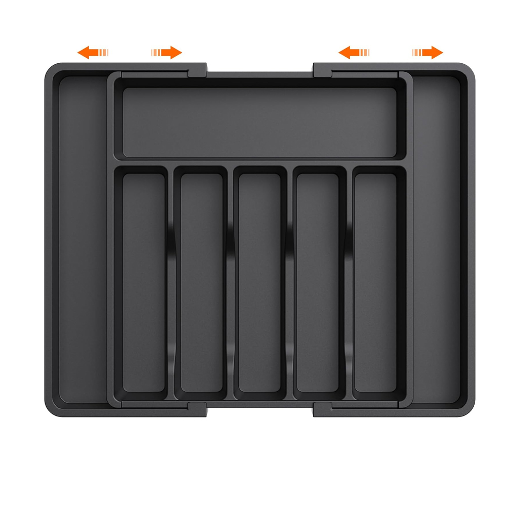 Lot De 1, Noir Range Couverts Pour Tiroir, Plateau D'Ustensiles Extensible, Organisateur De Cuisine Réglable, Rangement Compact Pour Contenir