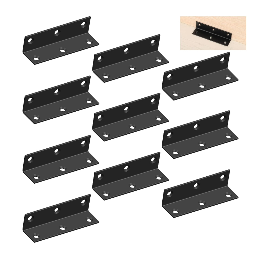 (10 Stück) Fixierung, 80 X 20 X 20 Mm Noir Angle Droit Support In L Metallics Equerres Avec Vis Pour La Fixation