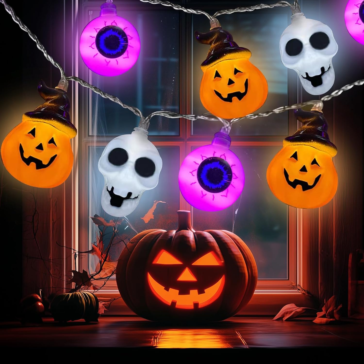 Dekoration Halloween, 3 M 20 Led Guirlande Lumineuse, 3d Citroën Und Fées Lumières Halloween Dekoration Außen, Deco Automne Pour Jardin