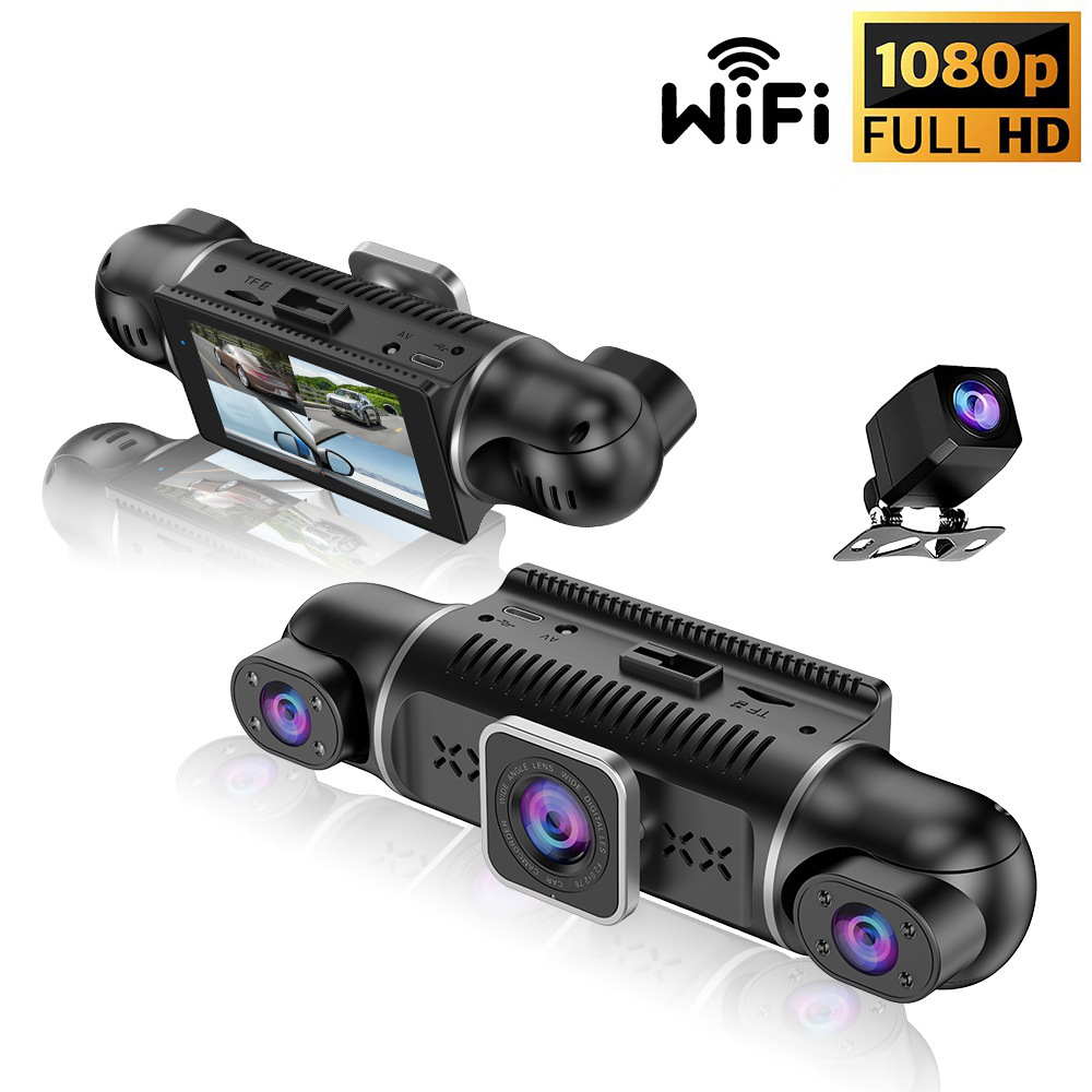 (4-wege-1080p-panorama-dashcam, 4-mp-hauptobjektiv Mit F2.0-blende, 170°-weitwinkel, 3-zoll-bildschirm, Wlan, Kollisionssensor, Parküberwachung, Loop-aufnahme)