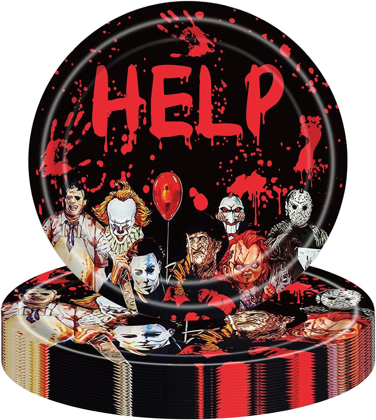 Halloween-sets, Rund, Rund Im Karton, 23 Cm, 24 Stück, Set Aus Papier, Horrorfilme, Wiederverwertbare, Biologisch Abbaubare Materialien