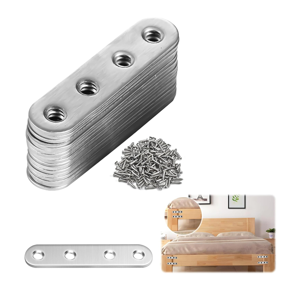 (32 Stück)equerre Plate Fixation Inox, Renfort Plat De Meuble Avec Pour Réparation Connexion Fixations Meubles (77x16mm)