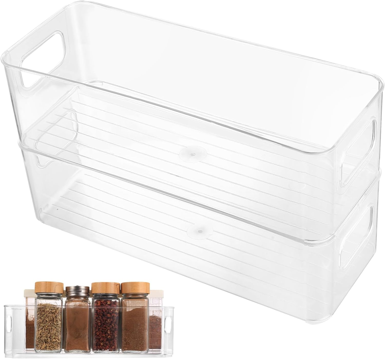 (2 Stück Kühlboxen, Transparent, Kühlregale, Küchen-garde-manger Mit Poignée, Küchen-organizer, Empilables