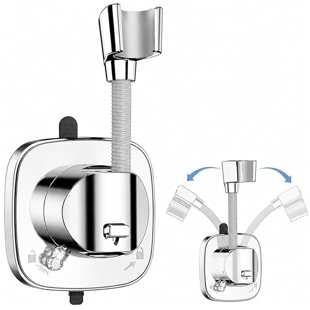 Support Pommeau Douche Rotatif À 360° Avec Ventouse, Sans Perçage Capacité, Support Douchette Réglable De Diamètre, Antidérapant Und Antirouille