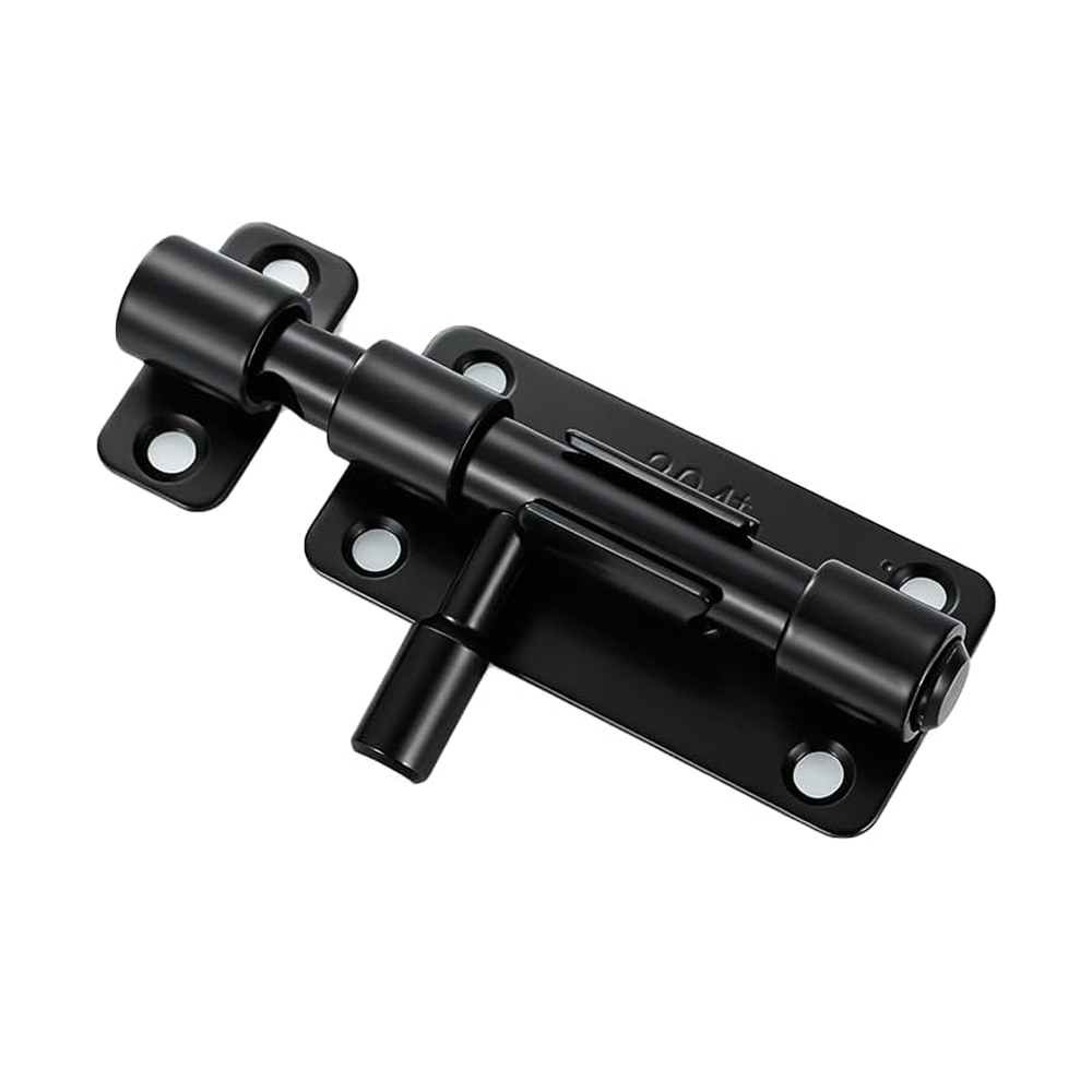Loquet Porte Exterior In Acier Inoxydable 304 Noir 4 Pouces Verrou Porte Coulissante Targette De Porte Solide Avec Vis