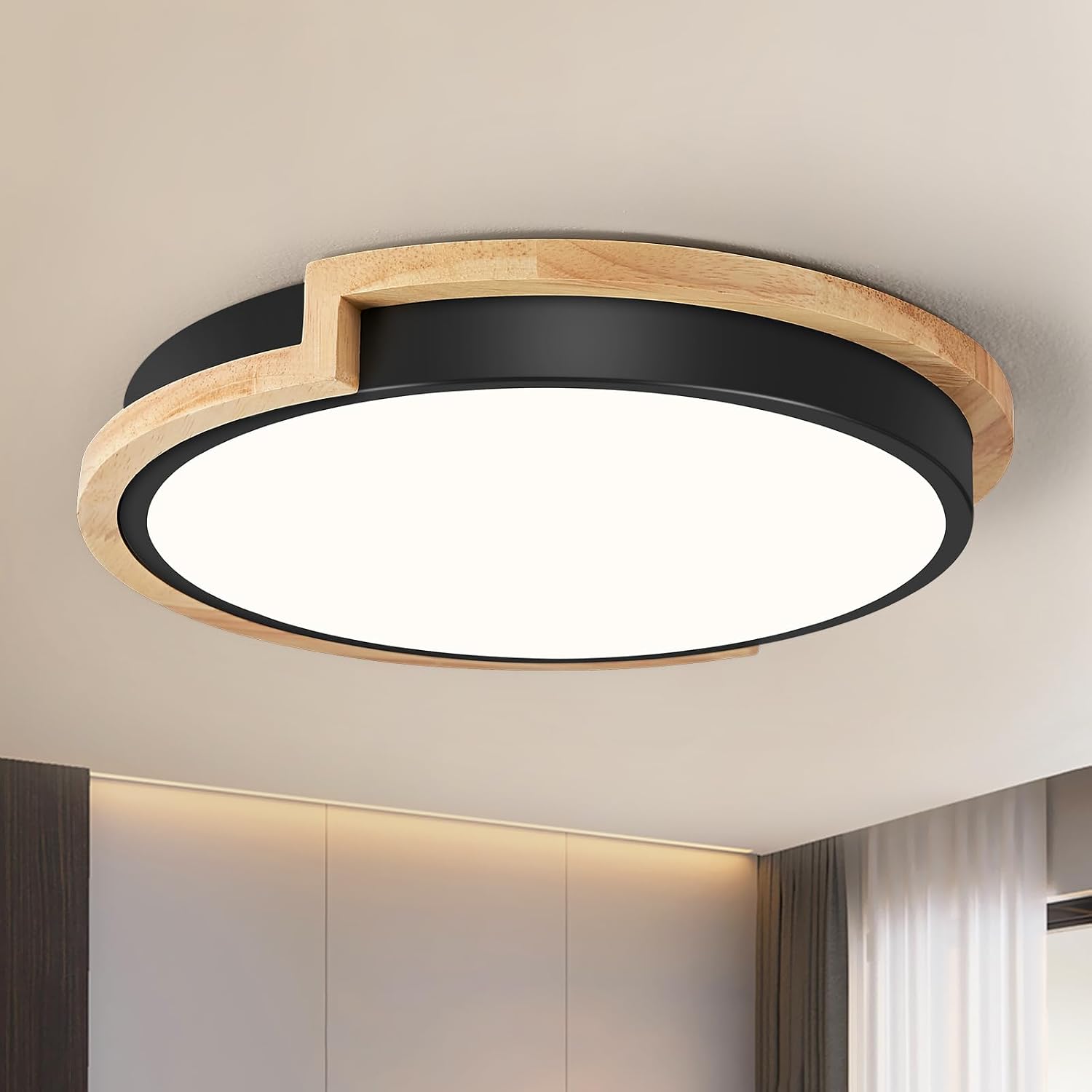 Plafonnier Led, Plafonnier Noir, Leuchte 30 Cm, Lampe Pour Chambre Salon Cuisine Couloir Salle À Manger 24 W