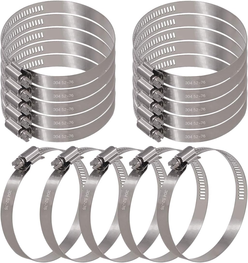 (52-76 Mm) Lose Von 15 Colliers Mit Serrage Und Unlöslichen 304 52-76 Mm Feiner Texturen, Plomblies, Automobiles Und Mécaniques