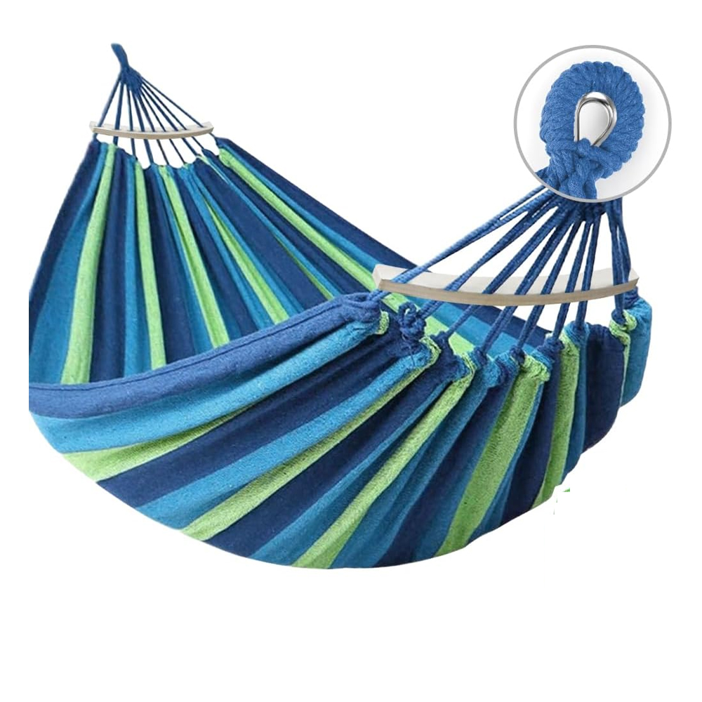 Hamac De Camping And Jardin Confortable Avec Barre En Bois Anti-basculement And Corde Pour Exterieur/intérieure, Terrasse, La Sieste, 200 X 80 Cm