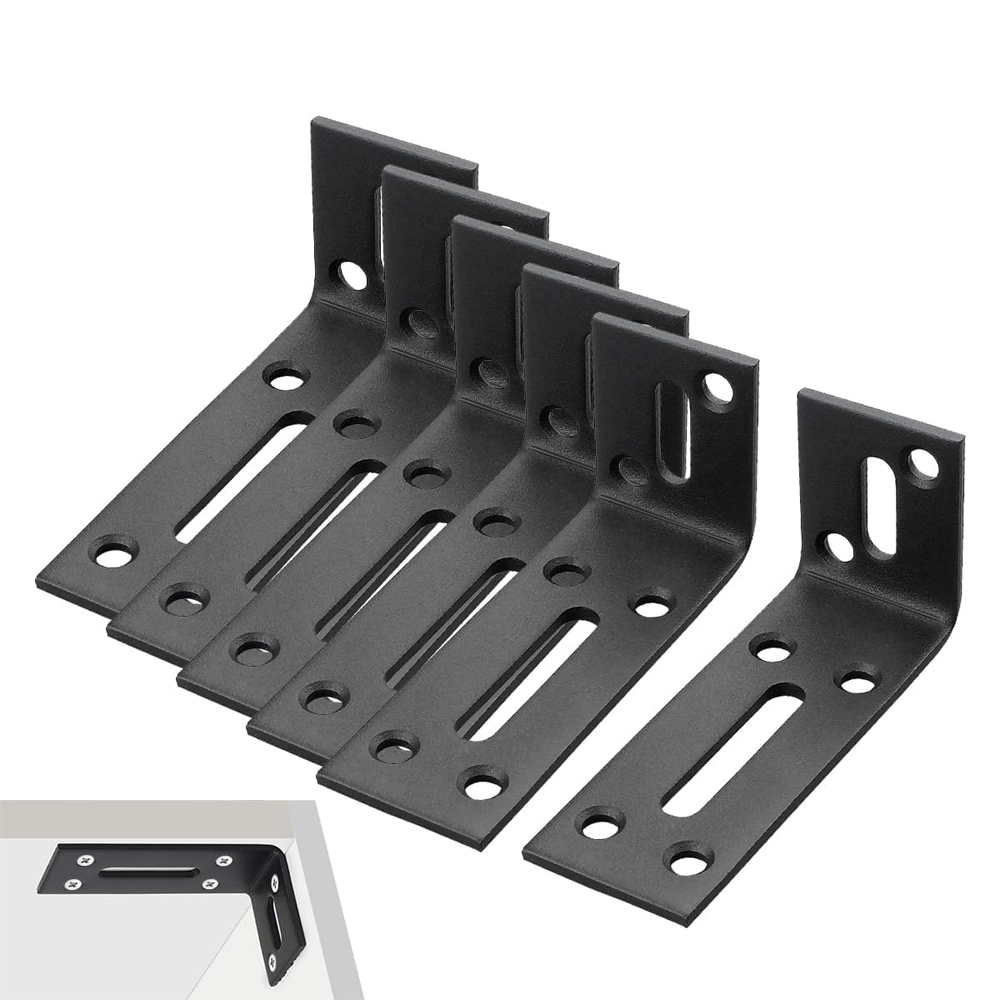 (6 Stück) Equerre De Fixation Noir Angle Droit Support In Forme De L, Equerre Angle Degrés In Acier Inoxydable, Für Fixation Und Reparation Meubles