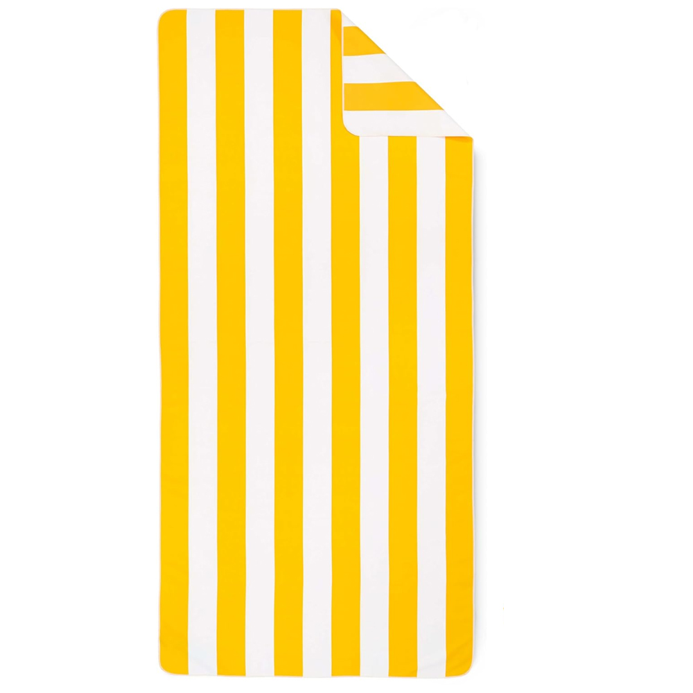 Serviette De Plage Microfibre Grande – Fine Et Légère – À Séchage Rapide – Serviettes Anti-sable 100 % Recycelbar – Rayé Jaune Citron-blanc – 160 Cm X 80 Cm