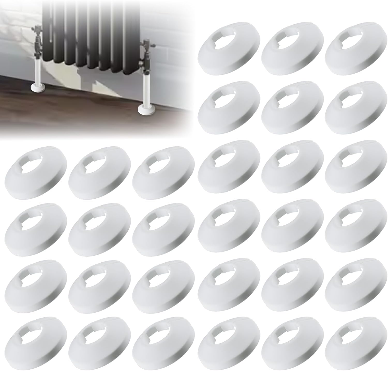 Los 30 Rosaces Pour Chauffage – Rosace De Recouvrement Blanches Pour Tuyaux De Chauffage – Cache-tuyau De Chauffage – Fond Blanc