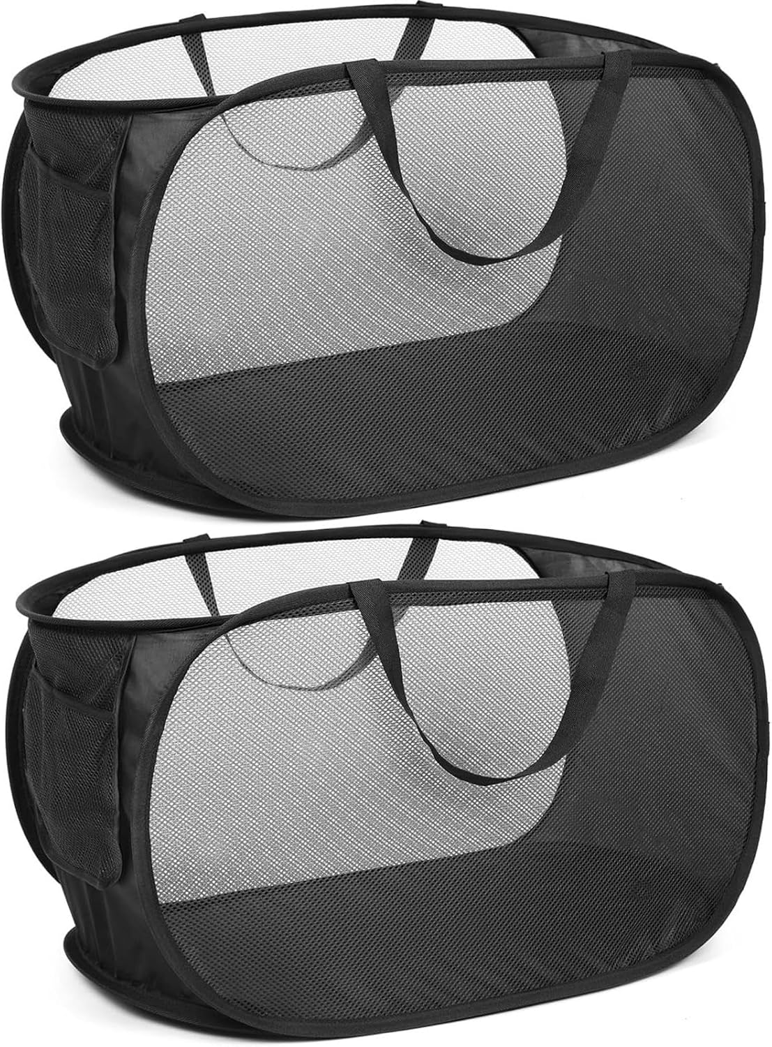 Set Mit 2 Klapptaschen, 75 L, Schwarz – Pop-up-korbeille, 36 X 36 X 58 Cm, Mit Sitzen, Wäsche, Zimmer Und Reise, Schrank