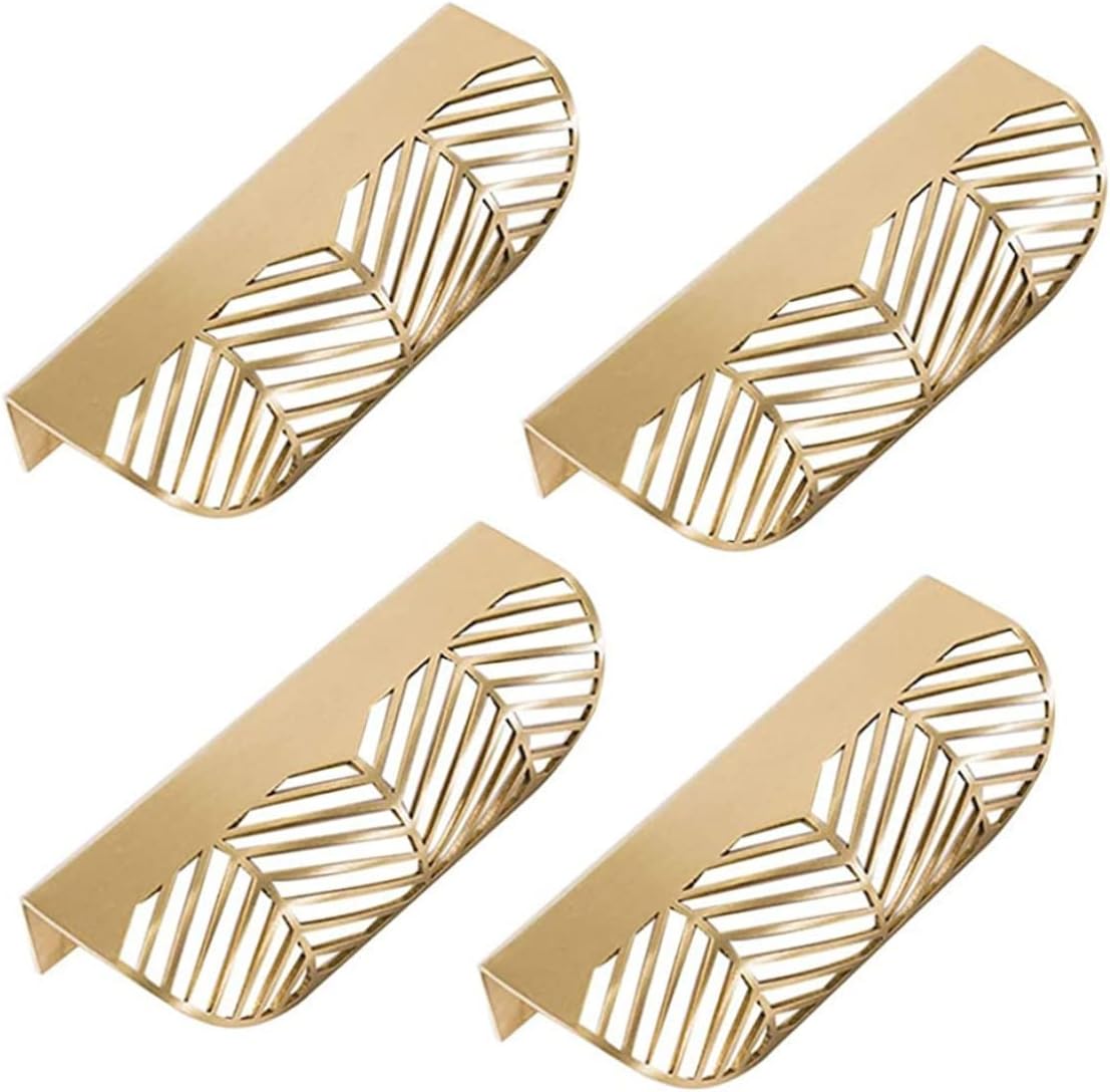 Poignées De Placard Dorées 4 Stück En Forme De Feuillepour Porte De Cuisine Et Tiroir