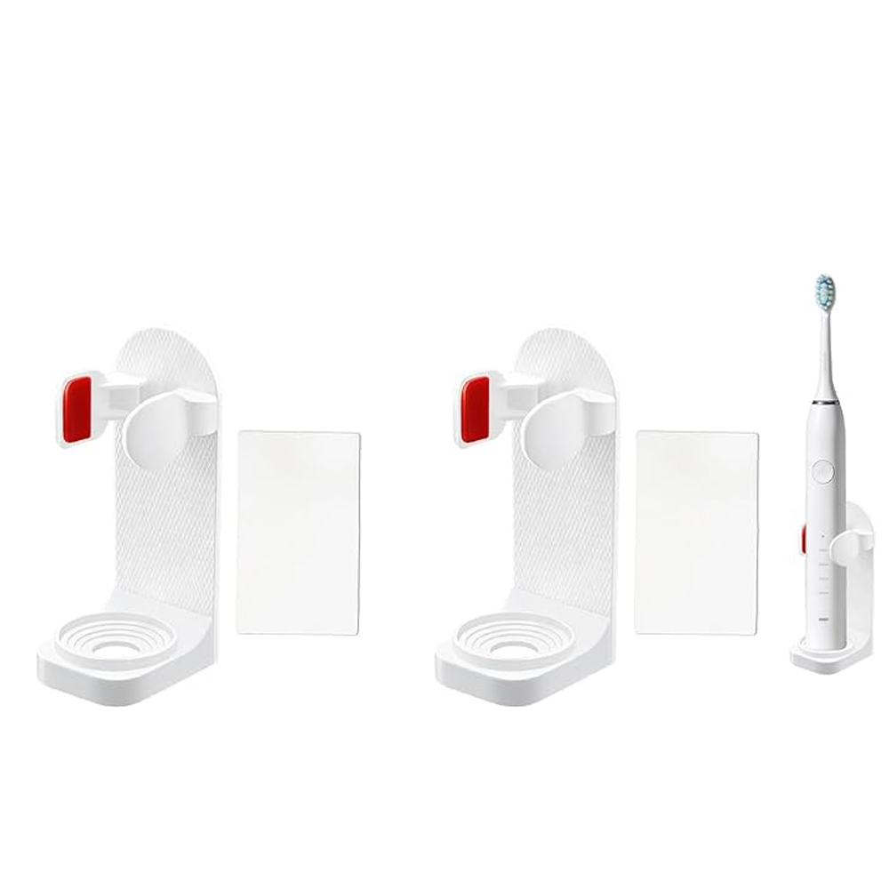 Support Brosse A Dent Electrique 2 Stück, Porte Brosse A Dents Mural Sans Perçage Mit Coussinet Anti Glissement In Silikon