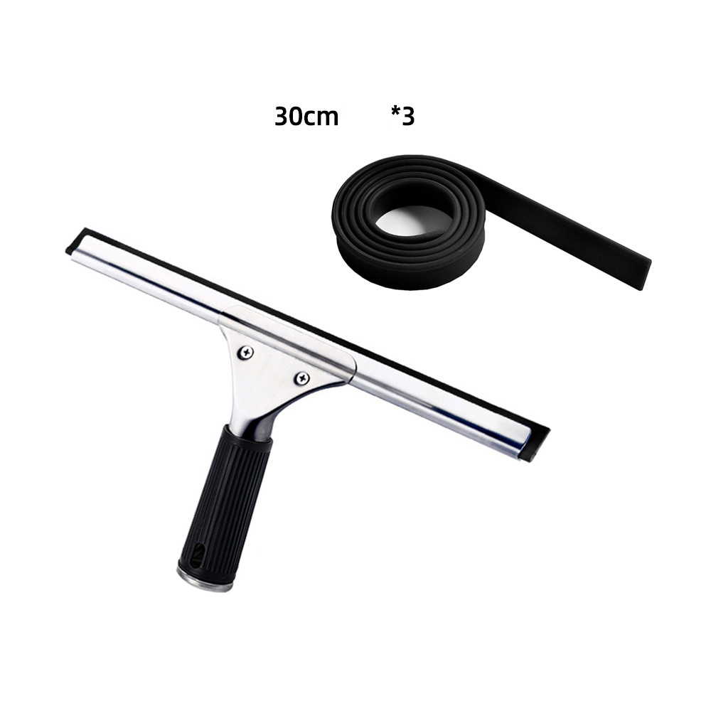Raclette Vitre Professionnelle 30 Cm Raclette Vitre En Acier Inoxydable Avec 3 Lèvre Caoutchouc Noir, Pour Nettoyer Et Secher Le Verre,