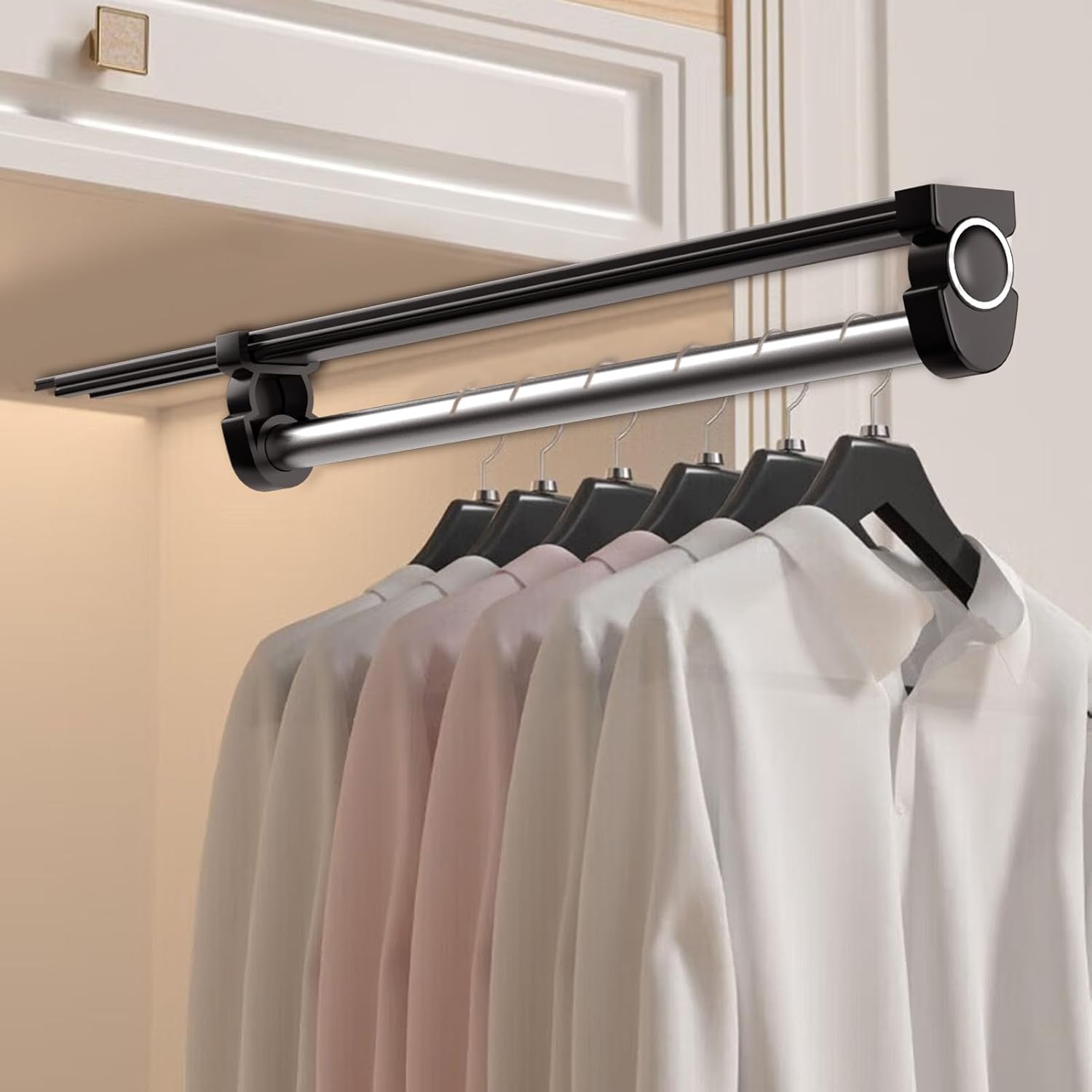 Barre Telescopique Penderie, Tringle Extensible Silencieuse, 450 Mm Acier Froid Antirouille, Convient Aux Petites Armoires, Gain De Place
