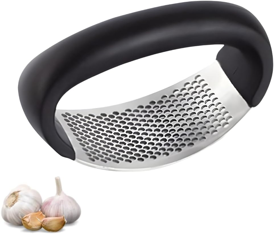 Press-ail Multifonctionnel In Acier Inoxydable – Petit Hachoir À Ail Compact Avec Poignée Ergonomique, Noir