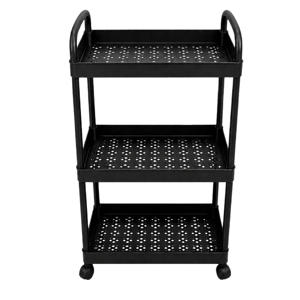 Chariot De Rangement Roulant Multifonction In Pp Noir, 3 Ebenen, Einfach Zu Platzieren, Für Organizer Cuisine Und Stocker Les Épices Efficacement