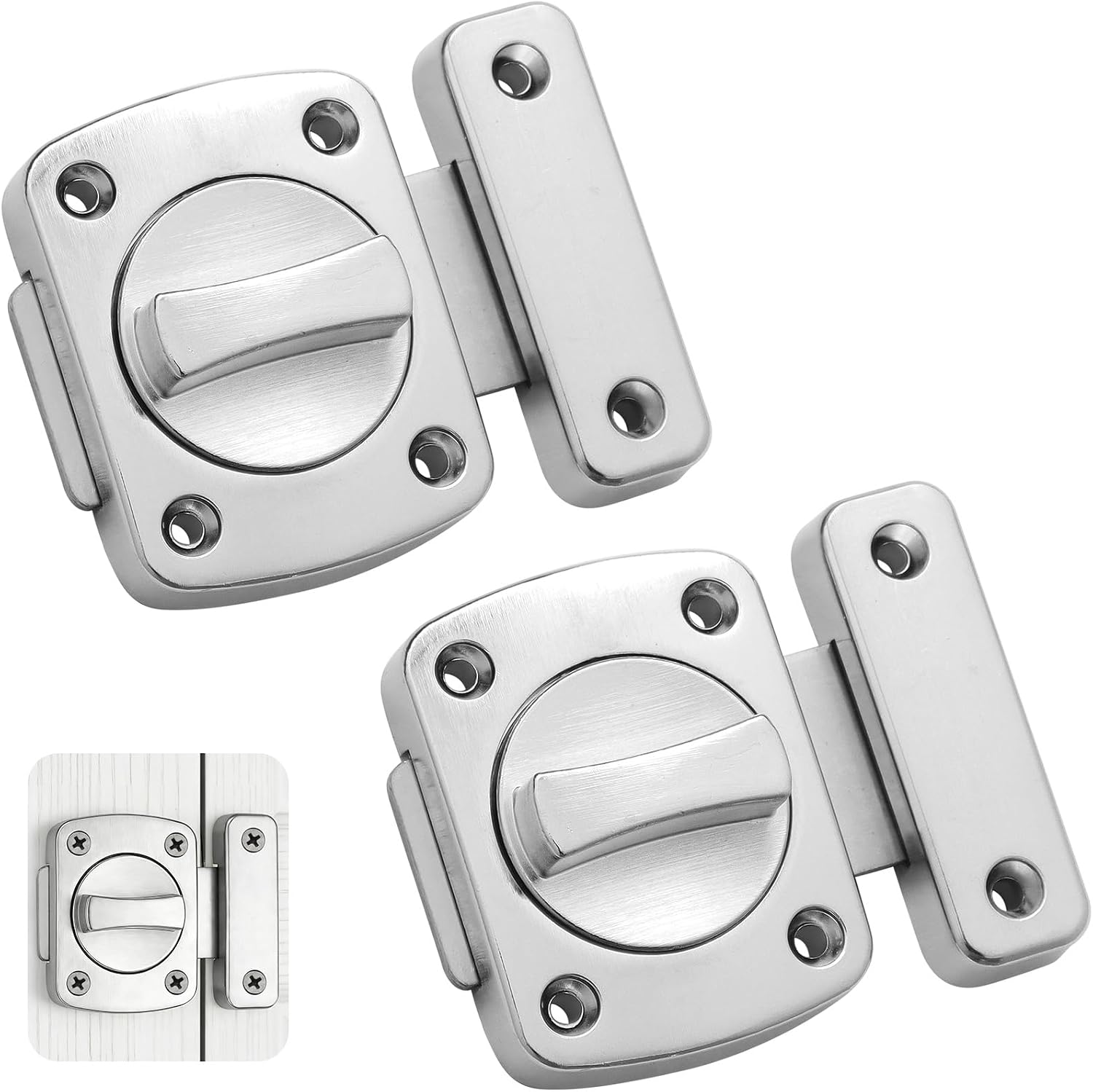 Los 2 Verous Porte Rotatifs In Vis - Serrure De Sécurité En Alliage De Zinc Robustes Pour Salle De Bain, Wc, Fenêtre