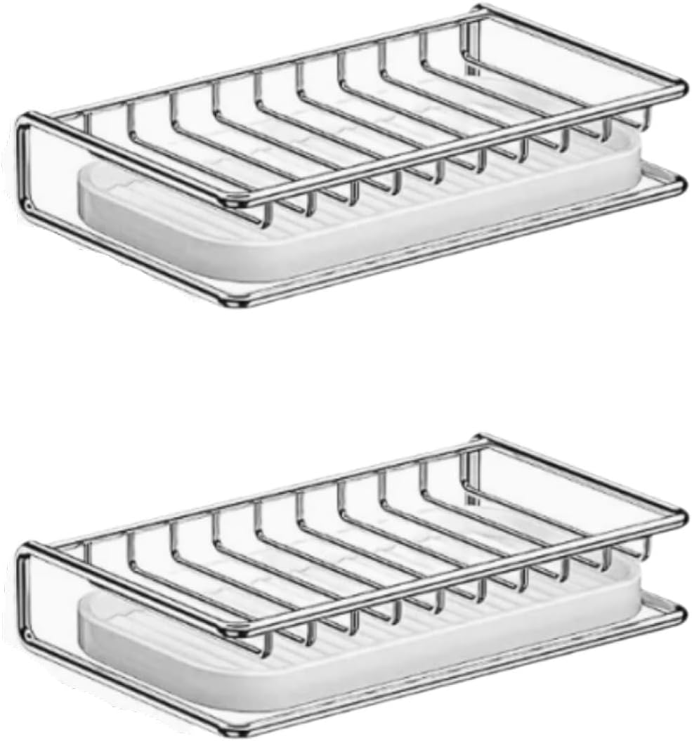 (2 Stück) Porte-savon En Acier Inoxidable Mit Bac D'Égouttement, Support Savon Sur Comptoir 20x10cm Für Salle De Bain Douche Cuisine Lavabo