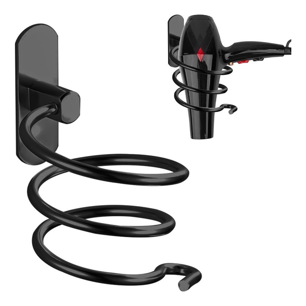 Porte Sèche Cheveux Forme De Spirale, Unterstützung Sèche Cheveux Lisseur Mural Aluminium Fixation Sans Perçage, Support De Câble Pour Cuisine Salle