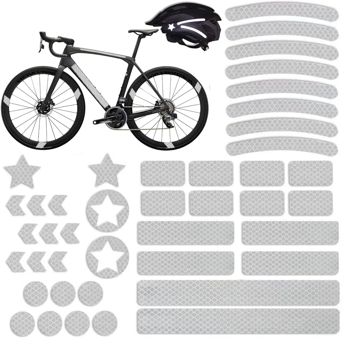 Los 42 Autocollants Réfléchissants, Vélo Nuit Réfléchissant Sécurité Dekoration, Aufkleber Réfléchissants Pour La Visibilité De Nuit