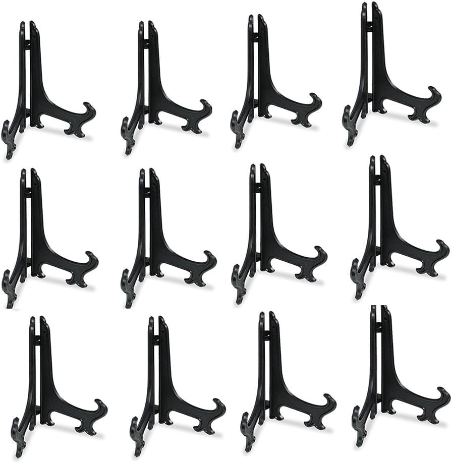 Supports Pour Assiettes In Plastic – Lot De 12 Chevalets Présentoirs Pour Assiettes Decoratives, Cadres Photos And Plaques – Noir