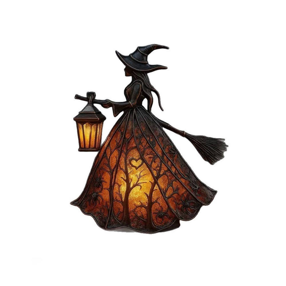 Ensemble Leuchtendes D'Halloween (1 Stück), Statue Der Zauberin, Résine Noire Gothic, Ernährung Usb