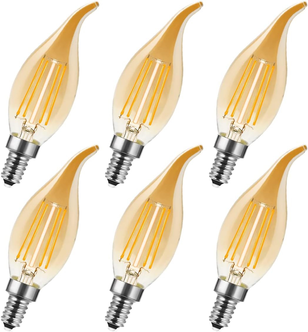 Lot De 6 Ampulle Led E14, 4w Äquivalenz Glühlampe 40w,2700k Weiß, Nicht Dimmbar,bernstein,ampulle Petit Culot À Vis