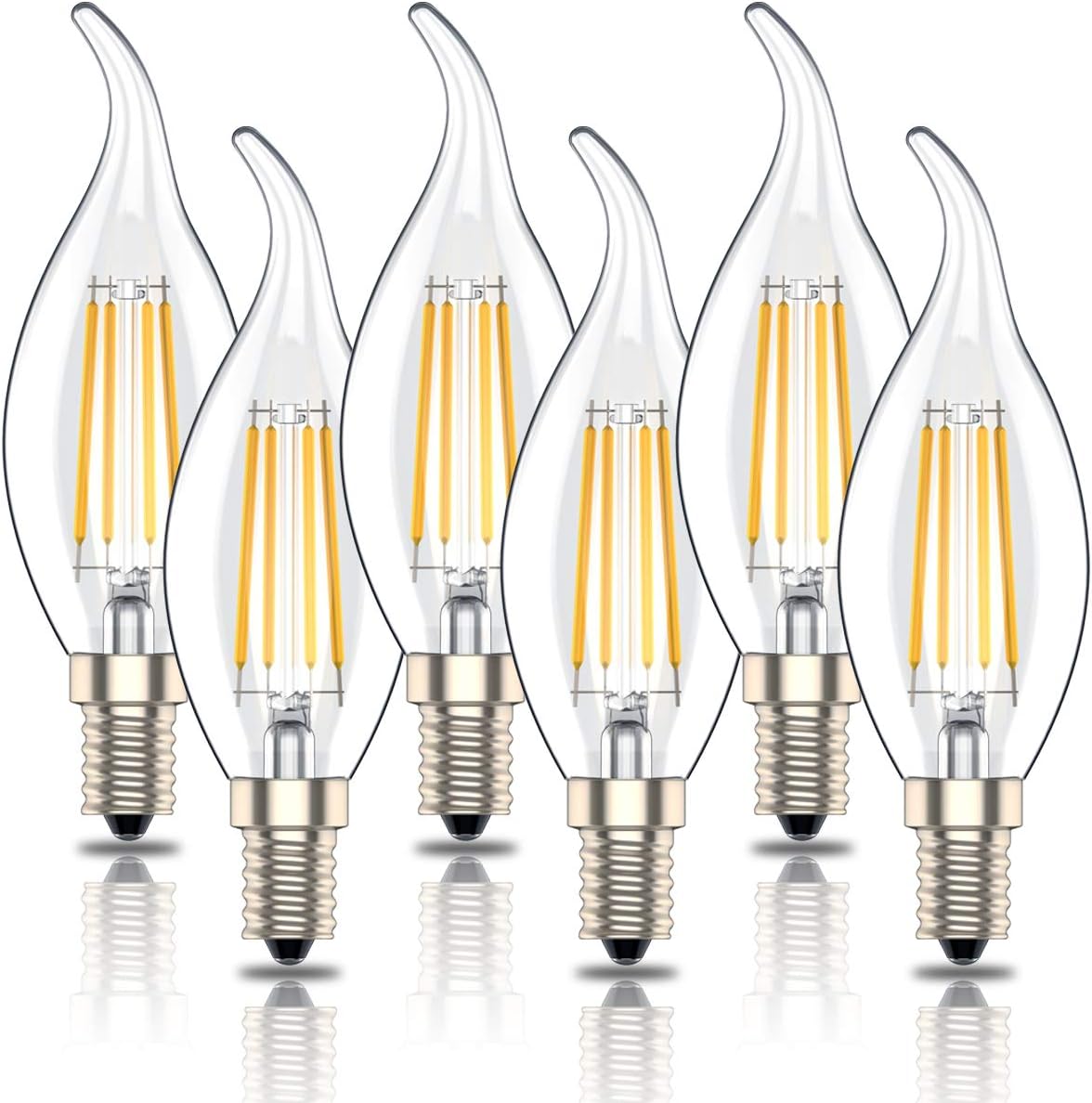 Packung Mit 6 Flammen-ampullen E14, Weiß (2700 K), 4 W, Entspricht 40 W