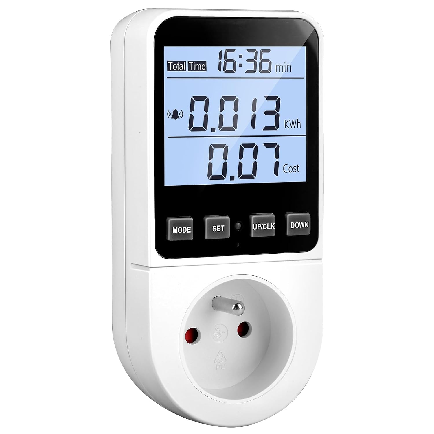 Elektrischer Leistungs-wattmeter Mit Lcd-display, Gemessener Elektrischer Energie-compteur Mit Alarmton Und Aufladung 3680 W