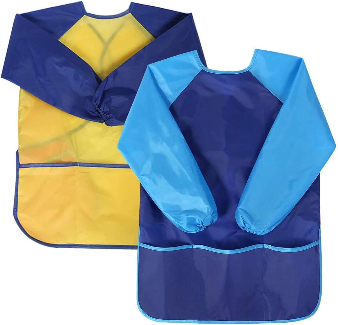 (2 Stück) Bluse Peinture Enfant Impermable Tablier De Peinture Enfant, Tablier Manches Enfant Avec 3 Poches Pour L'École Activités, Peinture