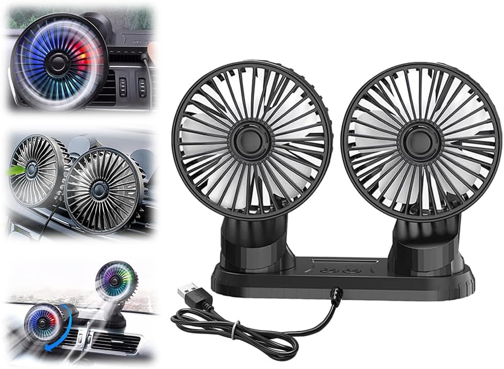 Auto-ventilator, Usb-ventilator Für Kraftfahrzeuge, 3 Doppel-ventilatoren Für Kraftfahrzeuge, Refroidales Auto-ventilator Mit 360°-regulierung