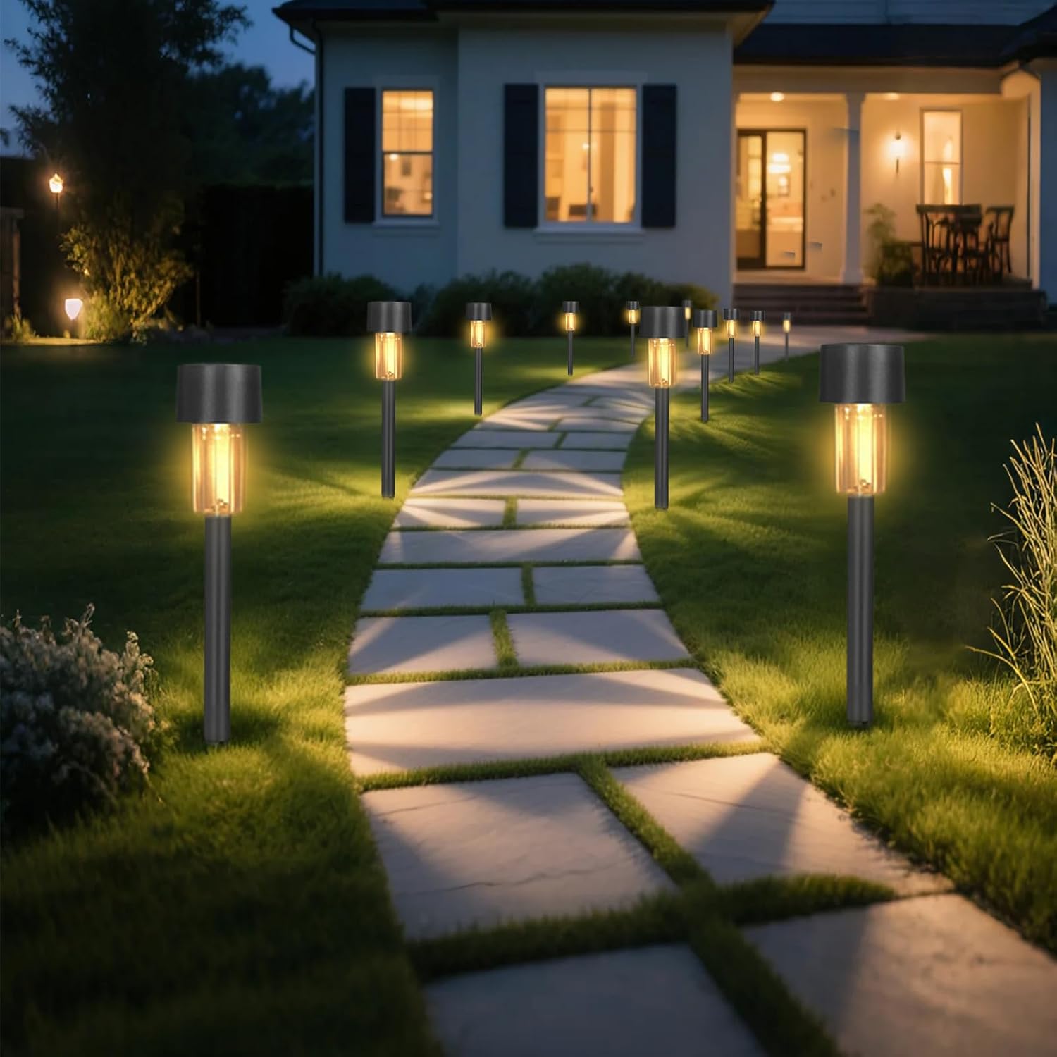 Lampes Solaires Extérieur Jardin, Lot De 12, Éclairage Solaire Pour Allée, Balcon, Terrasse, Pelouse, Jardin (blanc Chaud)