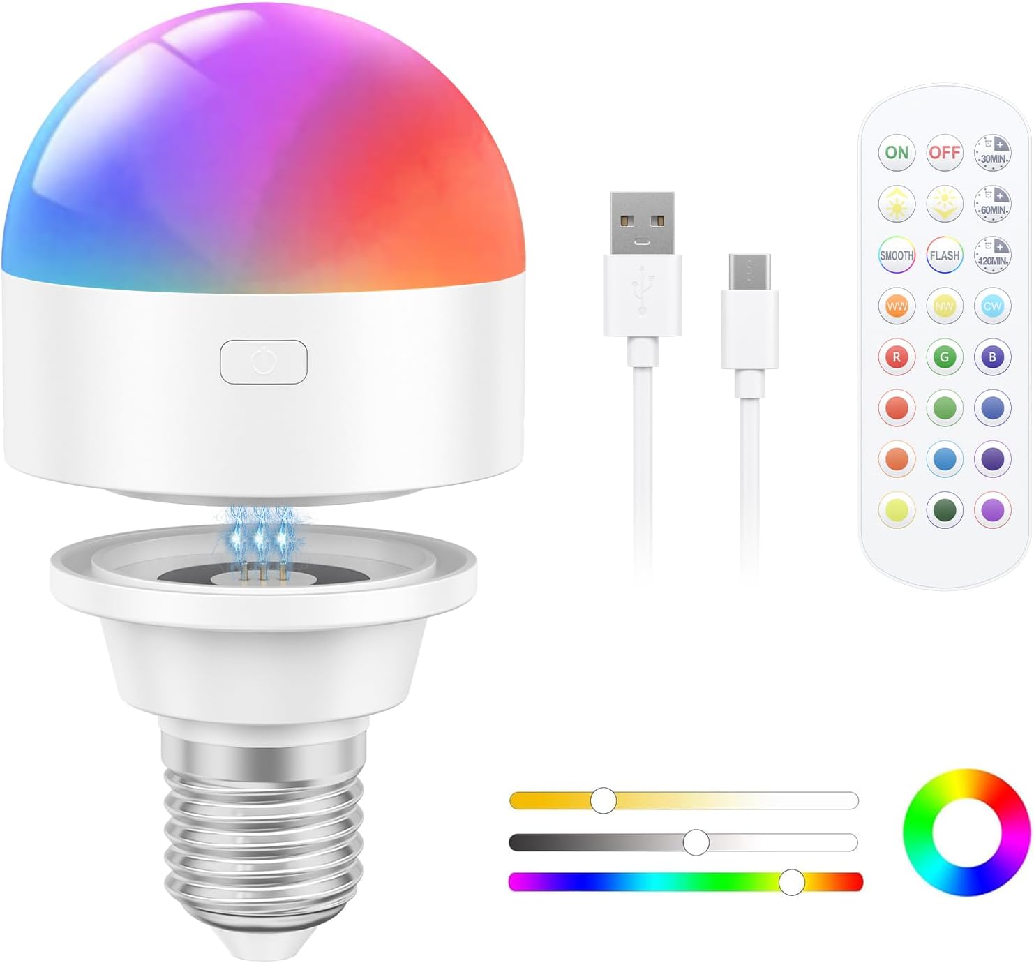Ampulle Wiederaufladbar, E27 Led-ampulle Mit Beweglichem Akku 2 W 2000 Mah Für Tischlampen Und Außenlampen