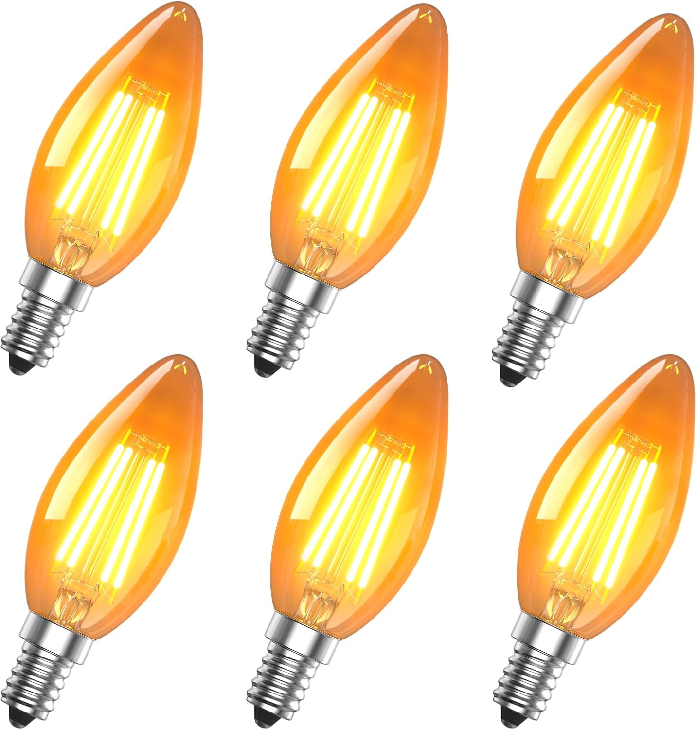 (6 Stück) Ampoule Bougie Led E14 4w (entspricht 40w) 2200k Blanc Chaud Lueur Amber Vintage Ampoule Non-dimmable Für Kronleuchter, Wandleuchten