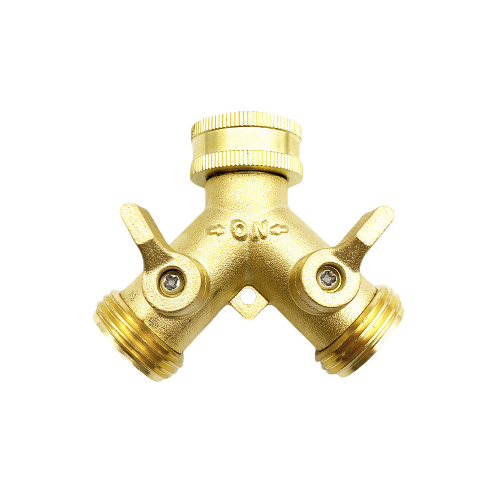 (3/4" 2 Voies, Verteilt In Y En Laiton, Robinet Double Sortie Robinet Double Machine A Laver Avec 2 Robinets, Répartiteur D'Eau