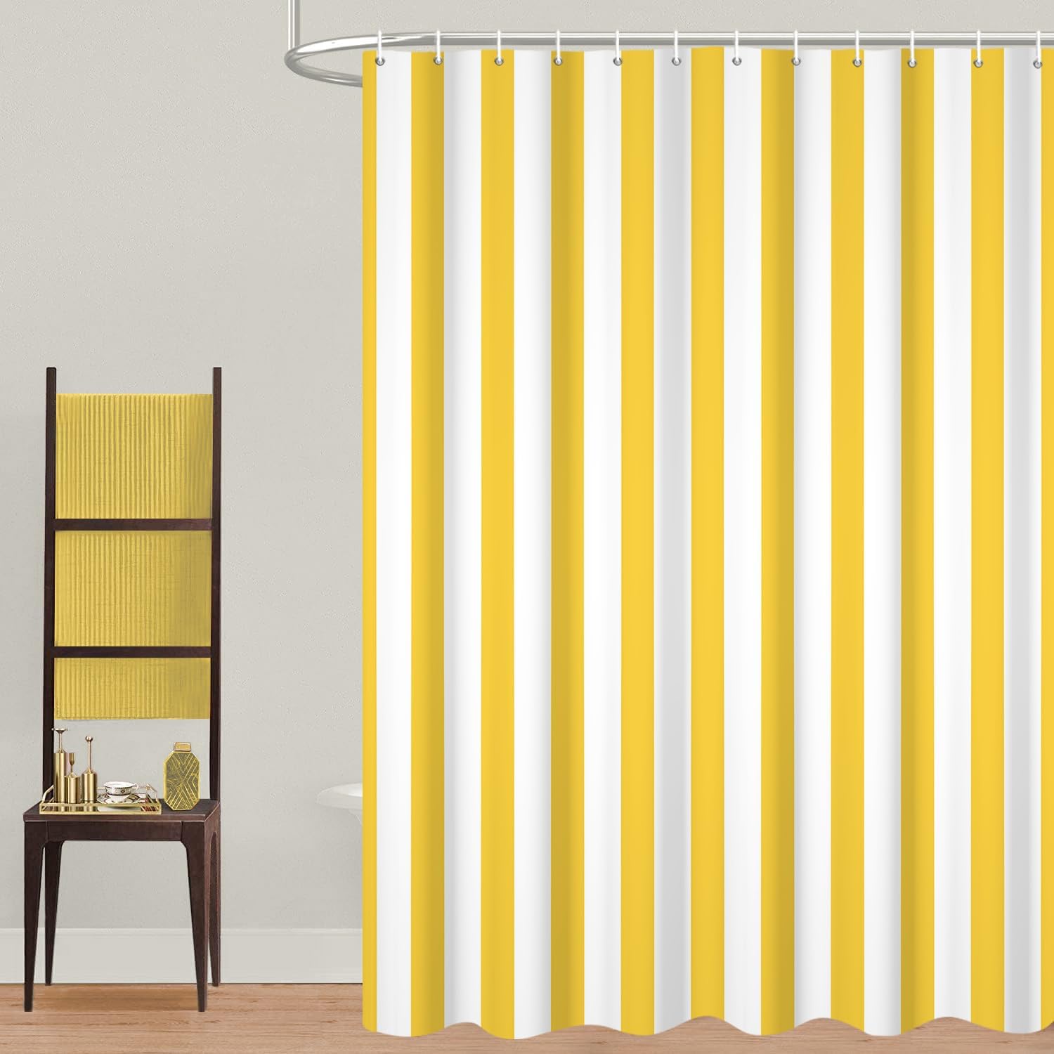 Rideau De Douche, 120x180cm, Jaune Und Blanc