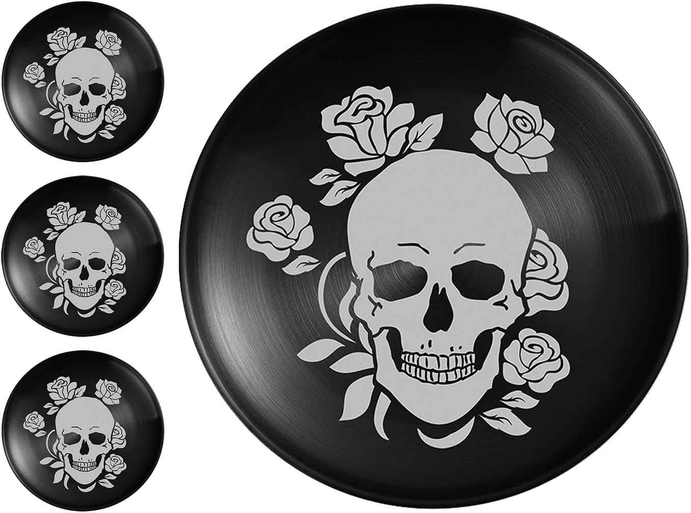 Viele 4 Hilfsmittel, Ein Schillerndes, Rostfreies Motiv, Eine Halloween-squelette, Ein Hilfsronde Im Stilvollen Gothic-stil, Ein Einzigartiges Kranich-/blumenmotiv.
