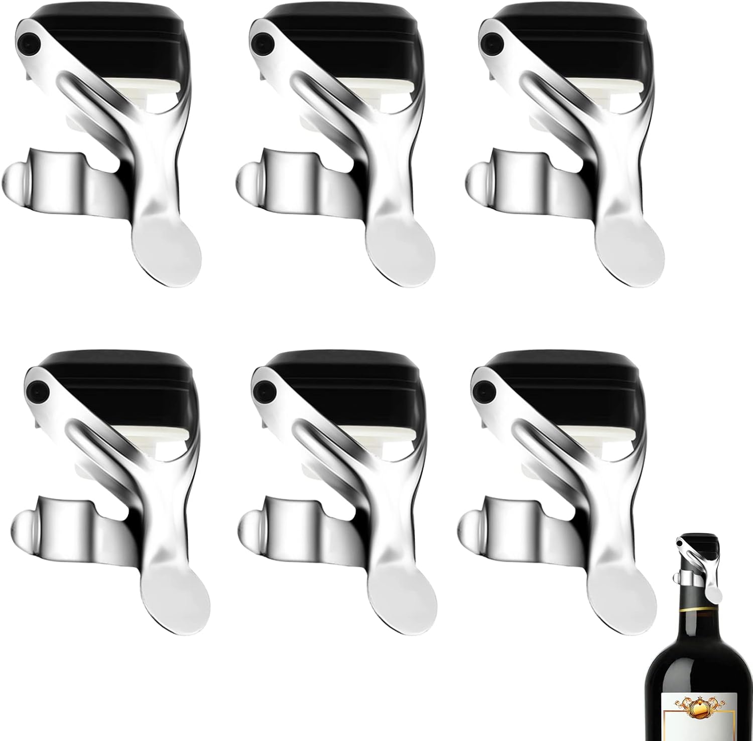 (6 Stück) Bouchons De Bouteille De Vin En Acier Inoxydable Bon Joint Garder Au Frais Bouchon De Champagne Pour Sceller Le Vin Mousseux Champagne