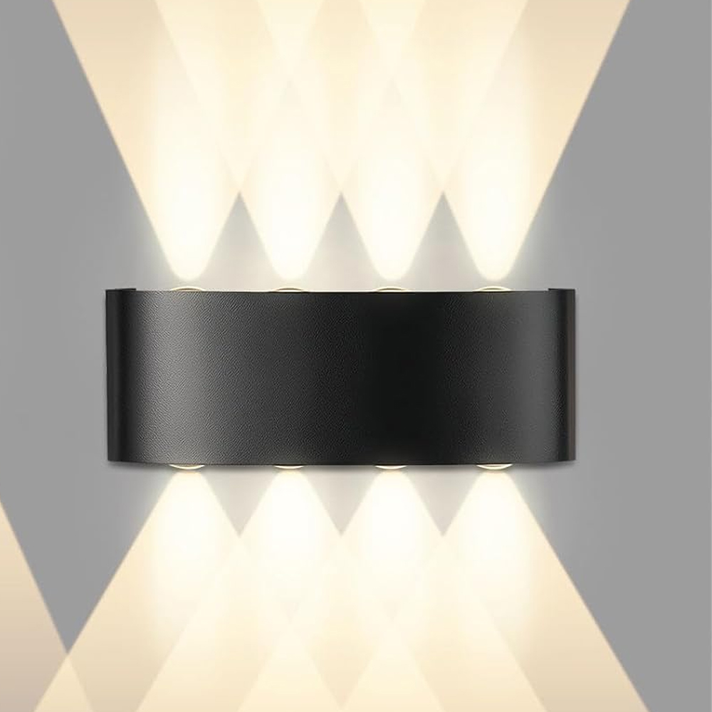 Wandleuchte Led Noir 8w, Wandleuchte Für Den Innen- Und Außenbereich, Wandleuchte Blanche Chaude 3000k, Modernes Carré Up Down In Aluminium Für Zimmer, Hotel