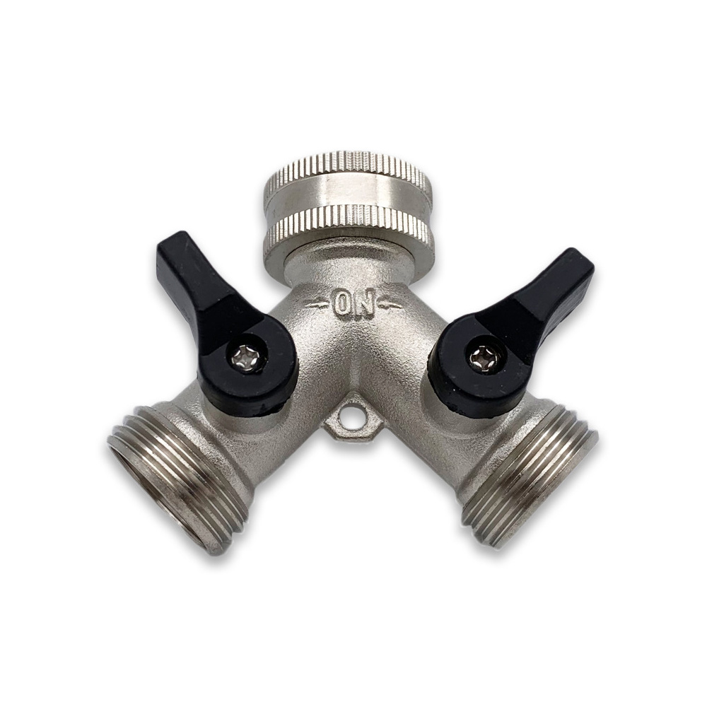 (3/4" 2-wege-verteiler In Y Und Laiton, Robinet Double Sortie Robinet Double Machine A Laver, (silber)