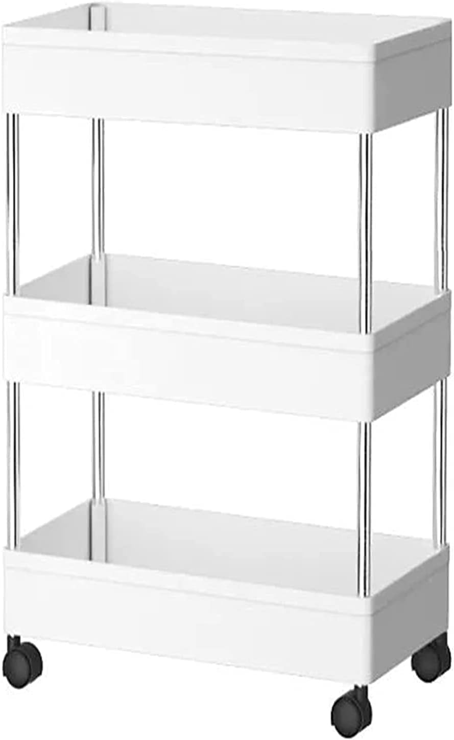 Zwei Chariot De Stockage Étagère Sur Roulettes, Chariot De Rangement À 3 Étagères Chariot Coulissant Und Coulissant Chariot De Rangement Mobile