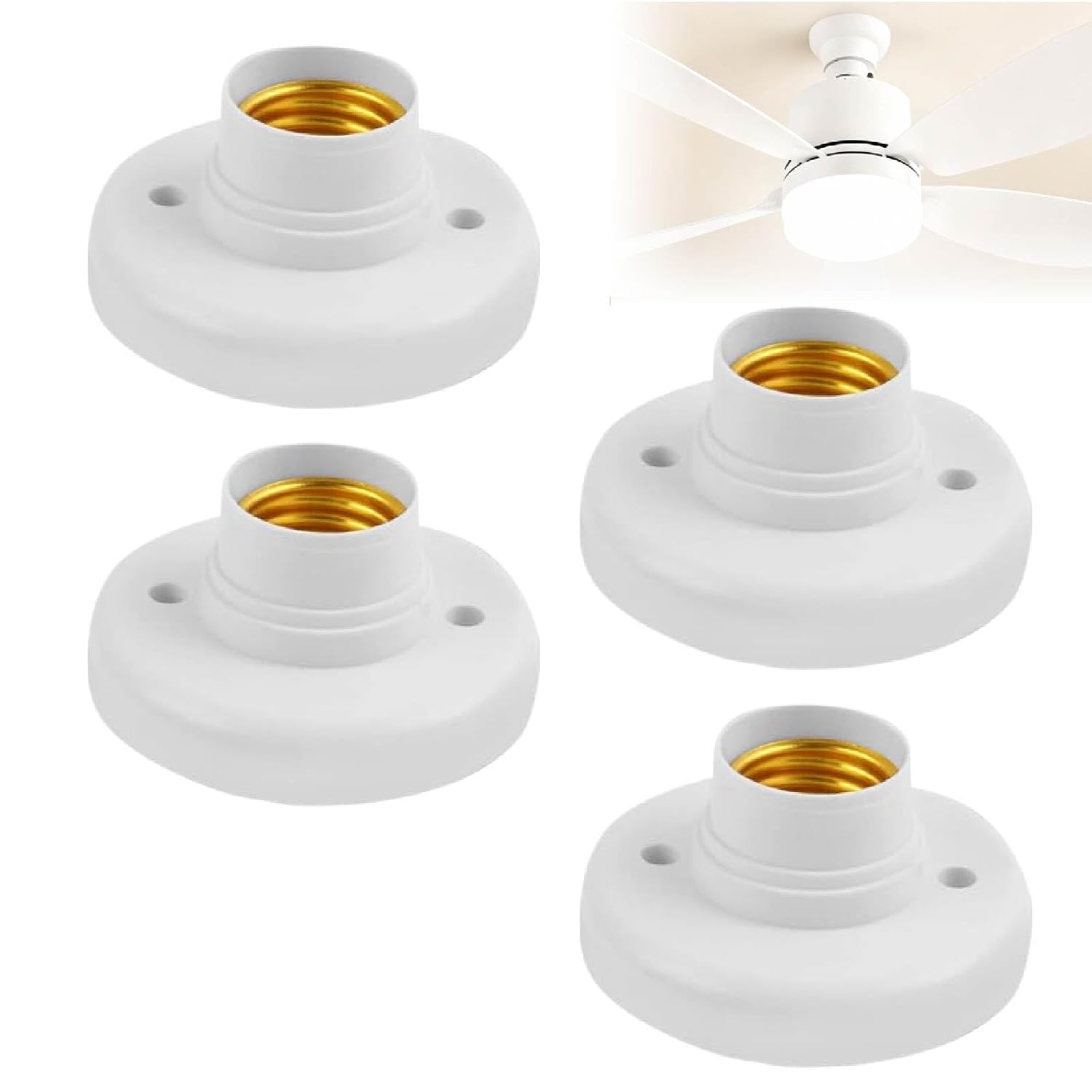 (4x Douille Plafonnier E27, Support Douille E27 Und Support Ampoule Plafond Noir Porte Ampoule E27 A Visser, Base De Lampe Pour Ventilateur