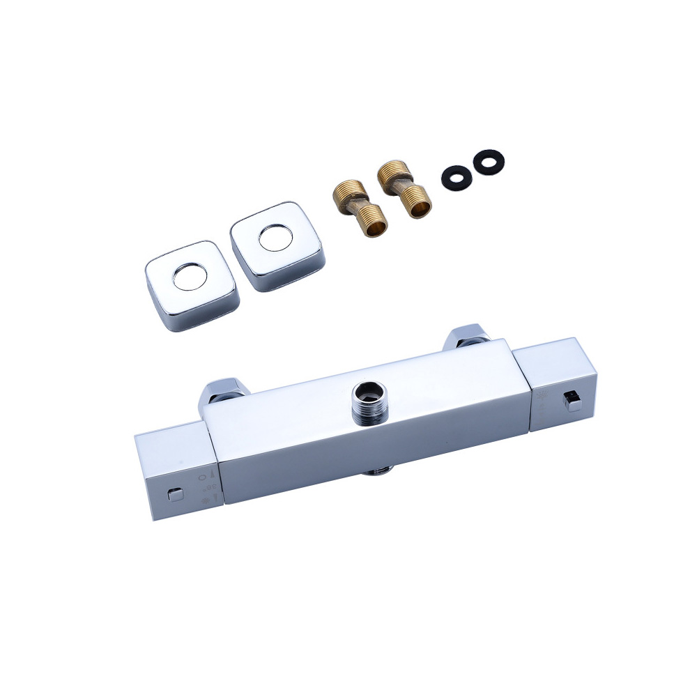 Robinet De Duche Thermostat À Double Sortie: Robinet De Duche En Laiton, Robinet Thermostatique Carré Pour Duche/sur Colonne, Anti-brûlure