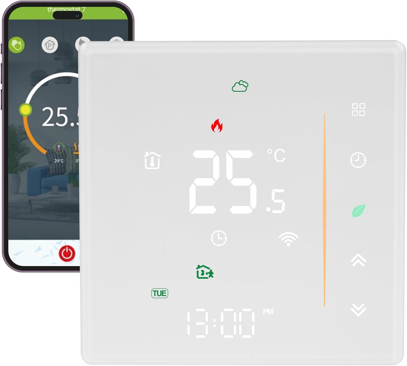 Wi-fi-chauffage-thermostat, Programmierbar Für Chauffeurs, Intelligent Steuerbarer Thermostat Per Sprachsteuerung, Kompatibel Mit Alexa, Google Home