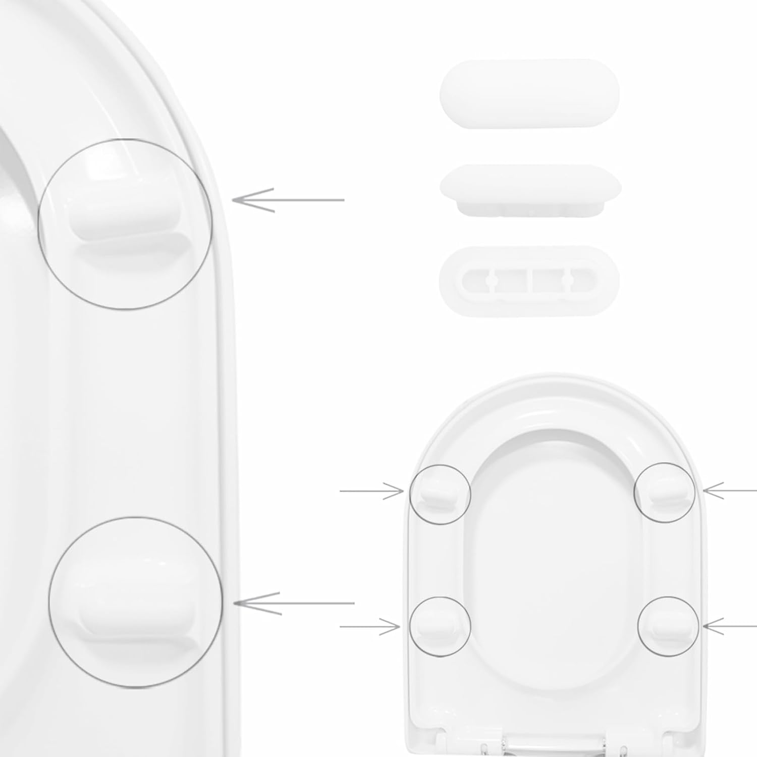 (12 Stück Tampon Abattant Wc,patin Abattant Wc,tampons Pour Abattant De Wc,pare-chocs De Siège De Toilette,8tampons Anneaux+4 Tampons Couvercle