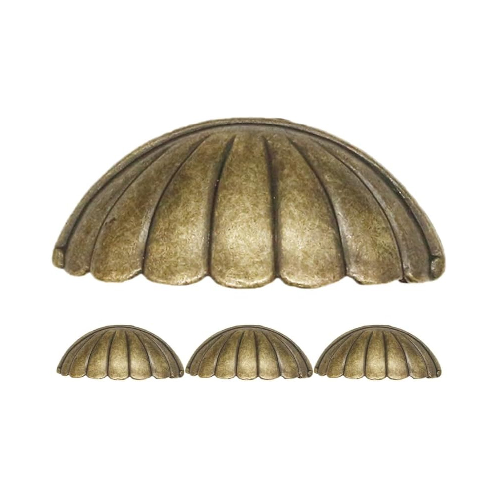Poignées De Coquille, 4 Stück Laiton Bouton De Porte Poignée Forme De Coquille, Retro Poignées De Meubles Pour Porte D'Armoire Poignées De Porte